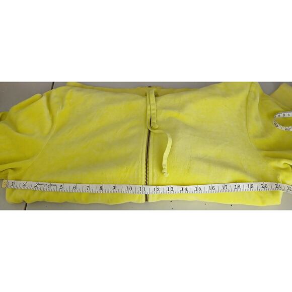 Juicy Couture Yellow Velour Tracksuit Jacket Women LG Y2K Paris Hilton JC Emblem - Picture 7 of 9